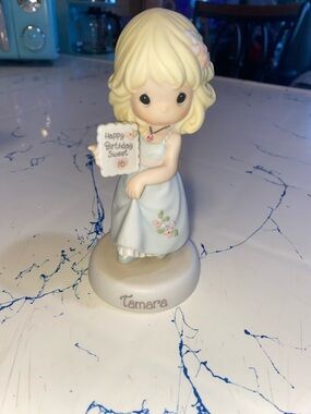 Precious Moments Pale Blue and Blonde Birthday Girl Figurine